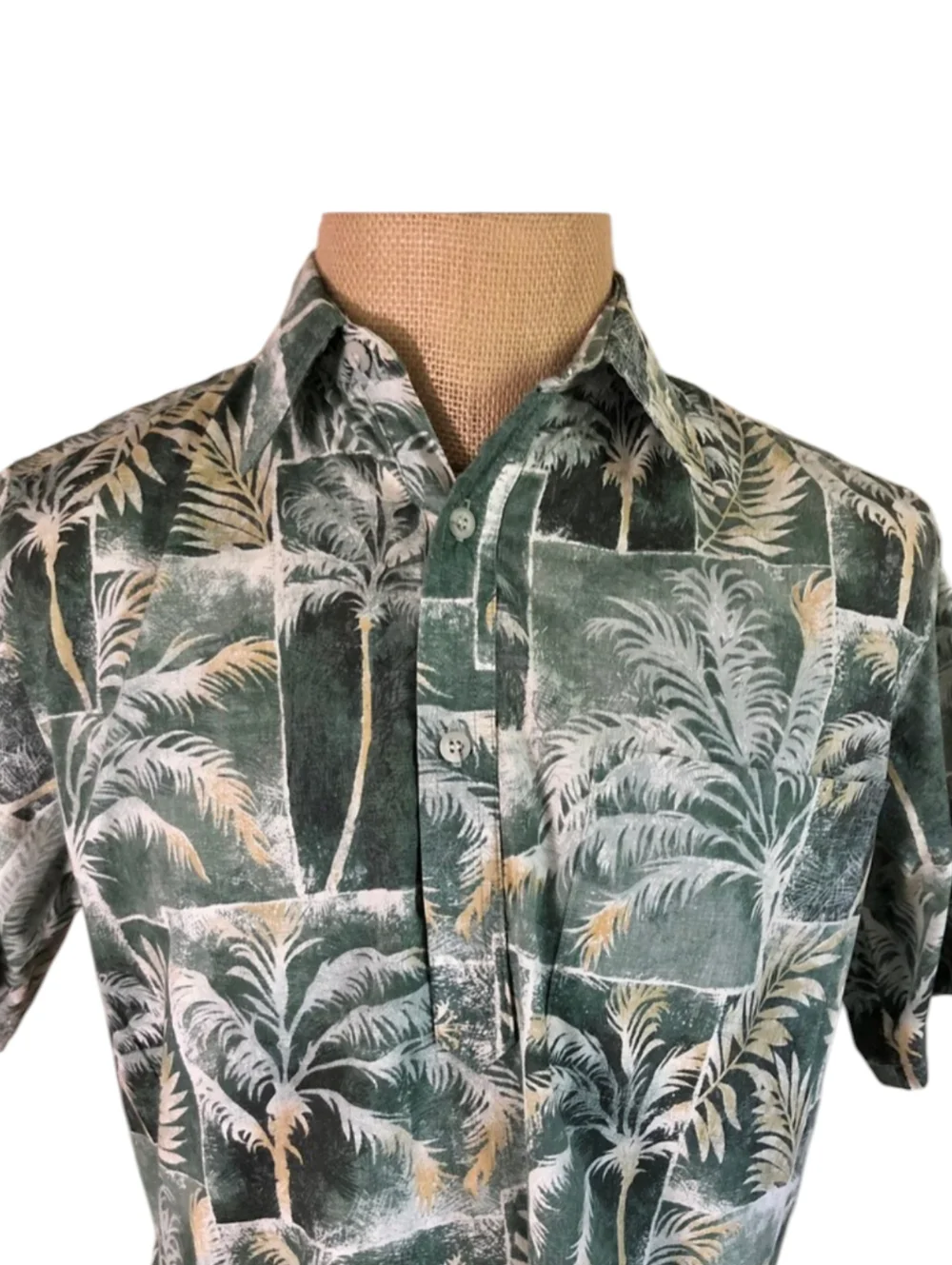 Go Barefoot Hawaiian luau Shirt Green Palm Trees Made in the USA Quality Sx XL